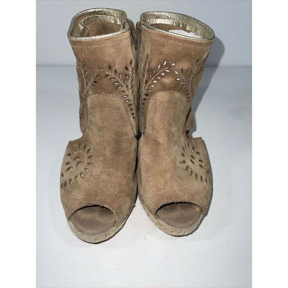 Kanna Leather Espadrilles Open Toe Wedges Women’s 37 6 1/2 Tan Bohemian Classic - Picture 9 of 12